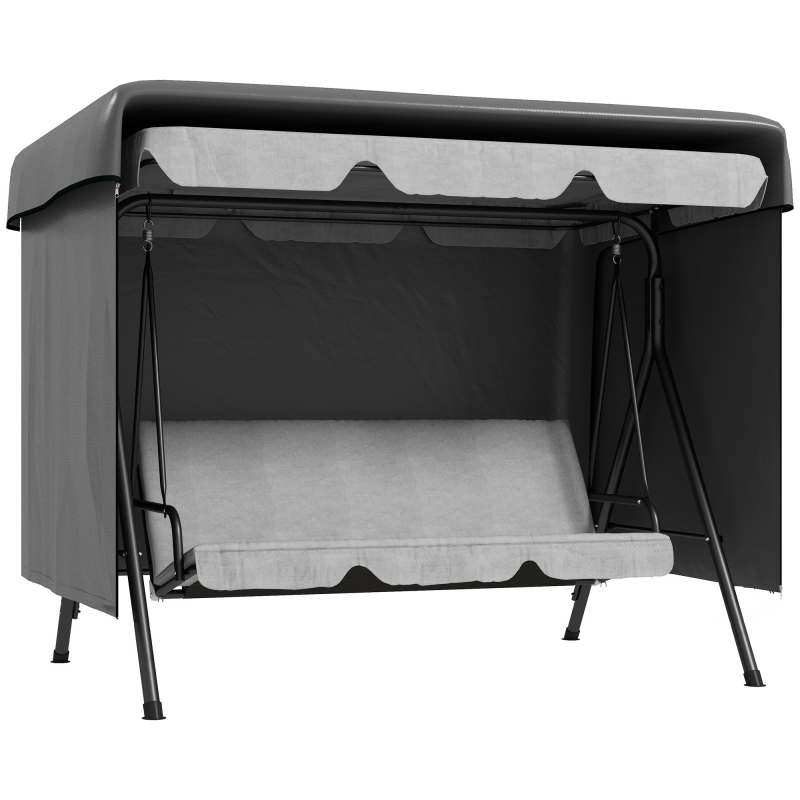 Outsunny Hollywoodschaukel Abdeckung 3 Sitzer, Wasserdicht Winterfest Schutzhülle für Gartenschaukel, Winddicht UV-Beständig Abdeckplane für Gartenmöbel, Hängesessel, 215 x 155 x 150 cm Dunkelgrau Aosom – Bild 1 von 2