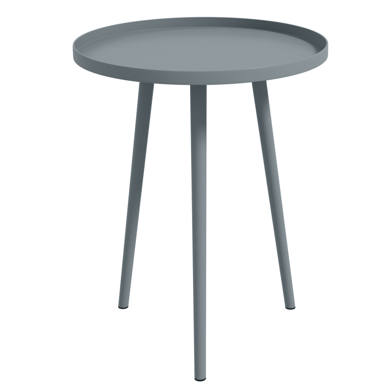 Outsunny Beistelltisch Garten, wetterfester Gartentisch mit erhöhtem Rand, Balkontisch aus Stahl, runder Kaffeetisch 20kg belastbar, Ø40x50H cm, Sofatisch für Outdoor Indoor Balkon Terrasse Grau Aosom – Bild 1 von 2