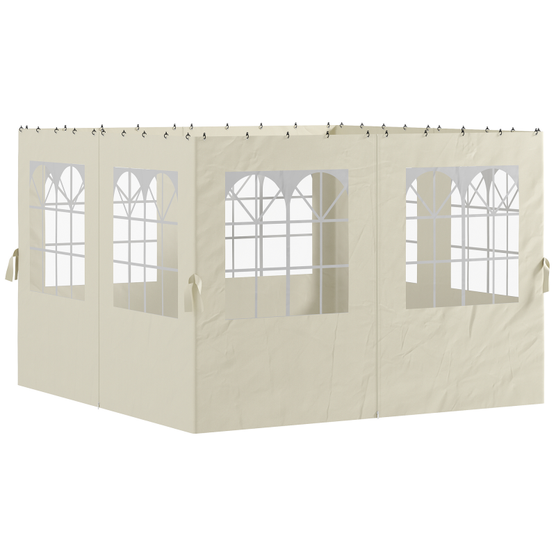 Outsunny Seitenwand 4er Set für 3 x 3 m Pavillon Seitenteile mit 8 Fenster Klettverschluss 302x205 cm Wasserdicht stabil winterfest Seitenteil Seitenwände für Partyzelt Gartenpavillon Cremeweiß Aosom – Bild 1 von 2