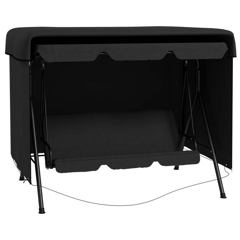 Outsunny Hollywoodschaukel Abdeckung 3 Sitzer, Wasserdicht Winterfest Schutzhülle für Gartenschaukel, Winddicht UV-Beständig Abdeckplane für Gartenmöbel, Hängesessel, 215 x 155 x 150 cm Schwarz Aosom – Bild 1 von 2