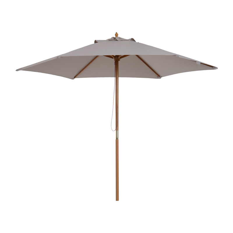 Outsunny Sonnenschirm, Gartenschirm, 3-stufig, Sonnenschutz, Bambus 180/㎡ Polyester, Grau, Ø2,5 x 2,3 m Aosom – Bild 1 von 2