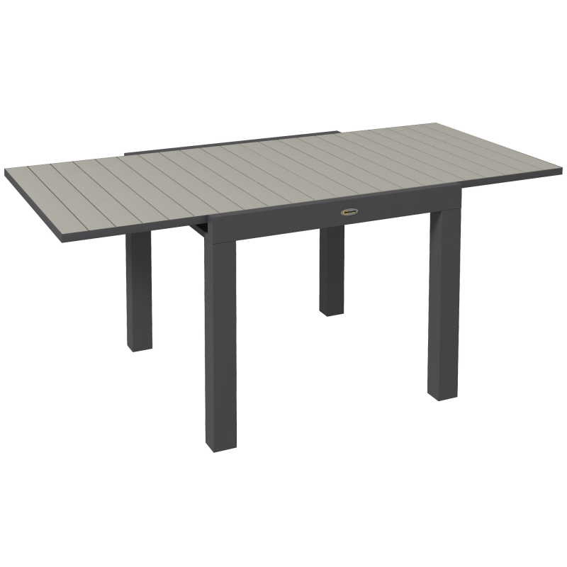 Outsunny Gartentisch Esstisch für 6 Personen, erweiterbarer Terrassentisch bis 70 kg, Aluminium Grau 81/162 x 80 x 75 cm für Balkon & Garten Aosom.de – Bild 1 von 2