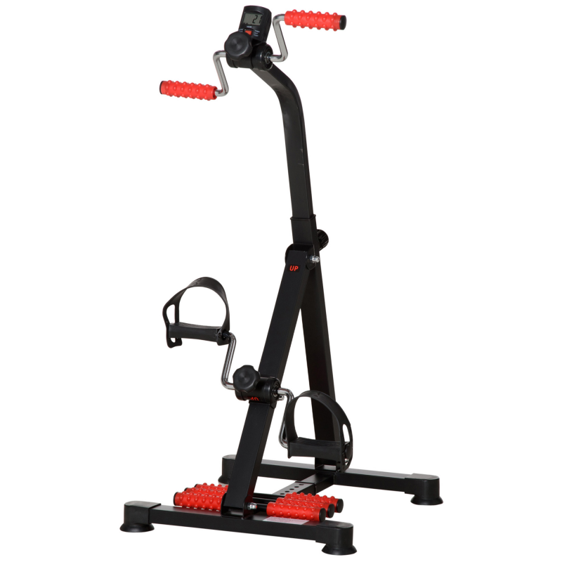 HOMCOM Pedaltrainer für Senioren Höhen- und Längenverstellbar Mini Heimtrainer mit Griff LCD Display Befestigungsband Anti-Rutsch-Matte Arm- und Beintrainer Bewegungstrainer Mini Bike für Zuhause Büro Aosom – Bild 1 von 2