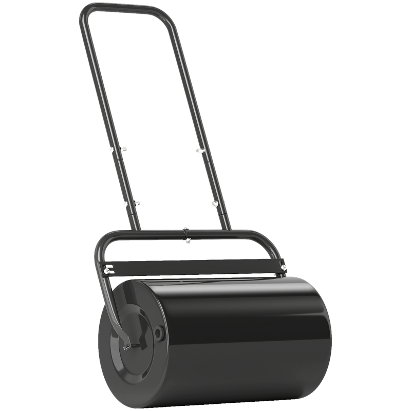 Outsunny Rasenwalze mit U-Griff 32cm Durchmesser 38L Wasser oder 62kg Sand Metall Schwarz 57x32,5x107cm für perfekten Rasen Aosom.de – Bild 1 von 2