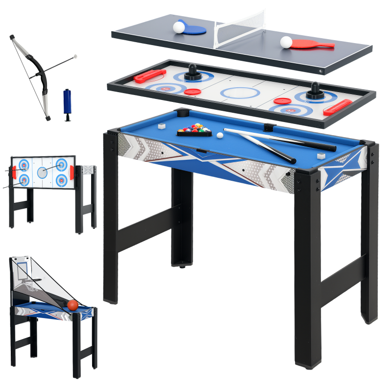 SPORTNOW Multigame Spieltisch 5 in 1 inklusive Billard, Tischtennis, Hockey, Basketball, Bogenschießen, Spieletisch mit Zubehör, Pfeil und Bogen 91 x 45,5 x 76 cm Aosom – Bild 1 von 2
