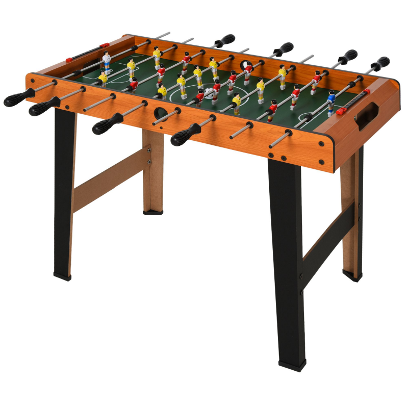 HOMCOM Mini Tischkicker mit 2 Beinsätzen, tragbarer Kickertisch mit 22 Spielern 2 Kickerbälle Holz-Optik Tischfussball für Kinder Erwachsene, für Spielzimmer, 84,5 x 40 x 61,2 cm, Naturholz Aosom – Bild 1 von 2