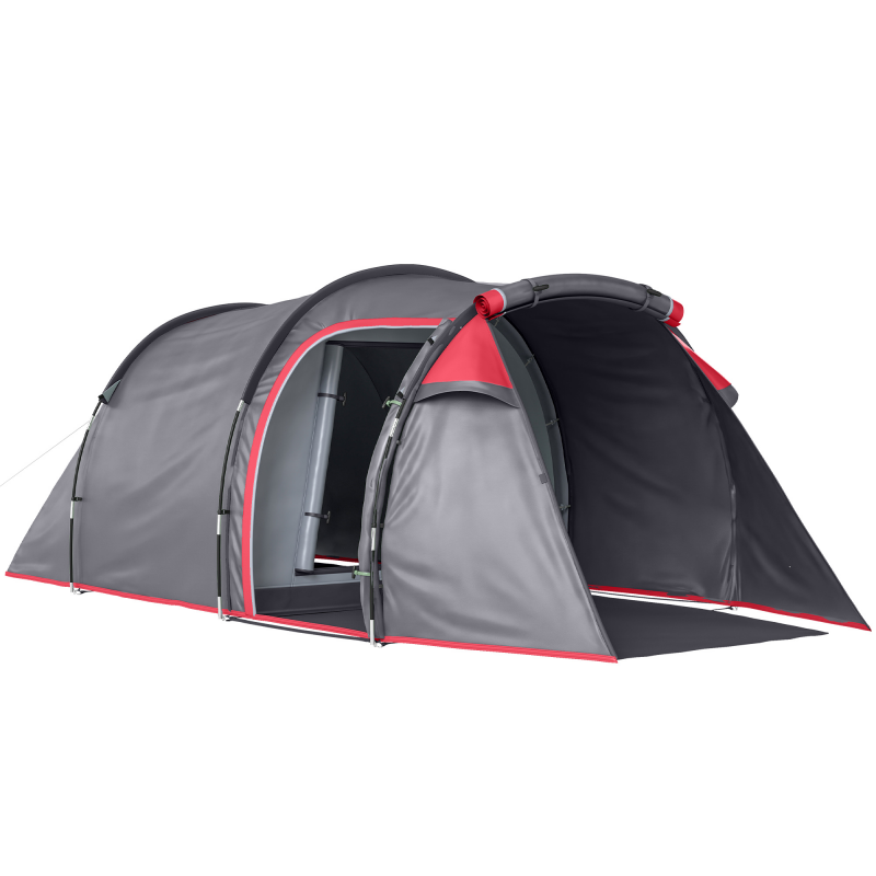 Outsunny Tunnelzelt für 2-3 Personen, 190T Campingzelt mit Heringen, Glasfaser & Polyester, grau, 426 x 206 x 154 cm, ideal für Outdoor-Abenteuer Aosom.de – Bild 1 von 2