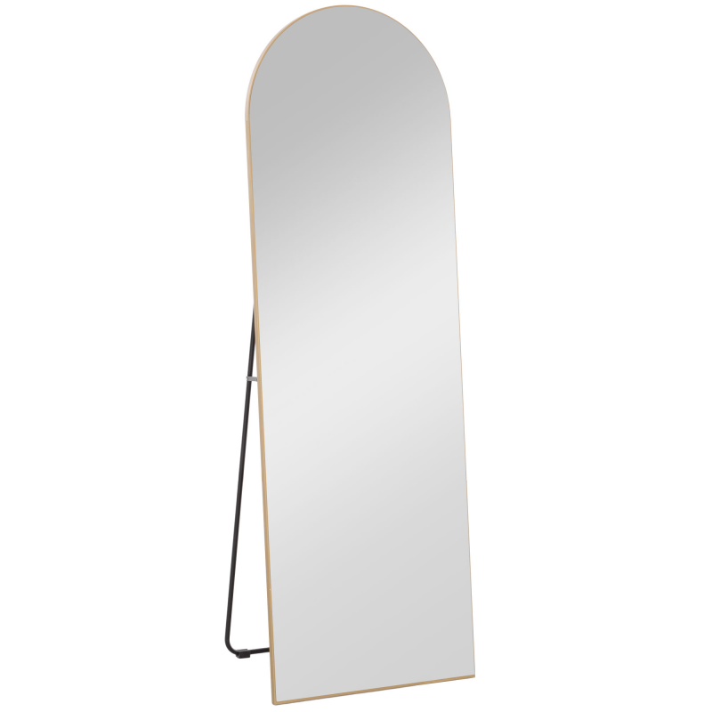 HOMCOM Ganzkörperspiegel 150 x 50 cm Wandspiegel mit Bruchsichere Glas Gewölbter Standspiegel Groß Spiegel Bodenspiegel Ankleidespiegel für Wohnzimmer, Schlafzimmer, Flur, Gold Aosom – Bild 1 von 2