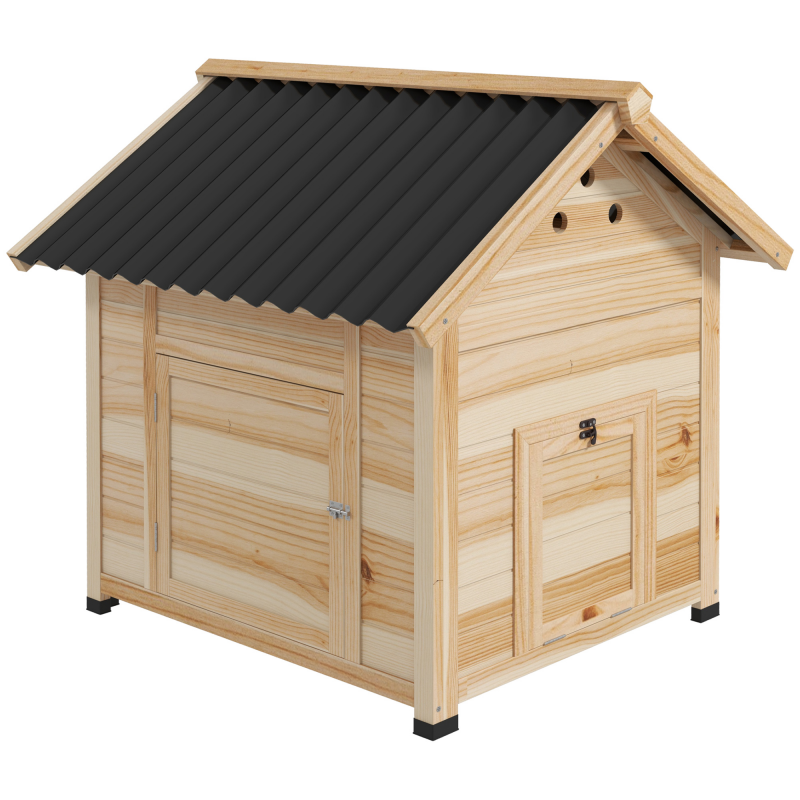 PawHut Entenstall aus Holz Geflügelstall mit Kippdach Doppeltür und herausnehmbarem Boden Hühnerhaus Natur 78 x 90 x 92 cm für Enten und Hühner Aosom.de – Bild 1 von 2