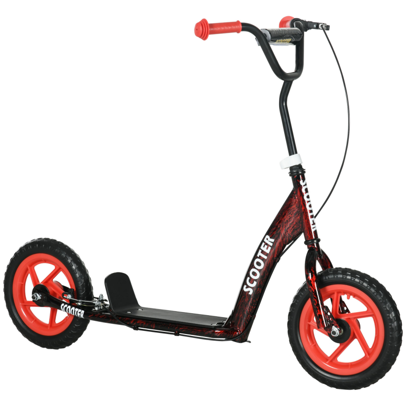 AIYAPLAY Kinderroller Scooter Tretroller mit verstellbarem Lenker, großen Rädern, Handbremse, Kickscooter, 11,8 Zoll Cityroller für 6-12 Jahren Jungen und Mädchen Stahl Rot Aosom – Bild 1 von 2
