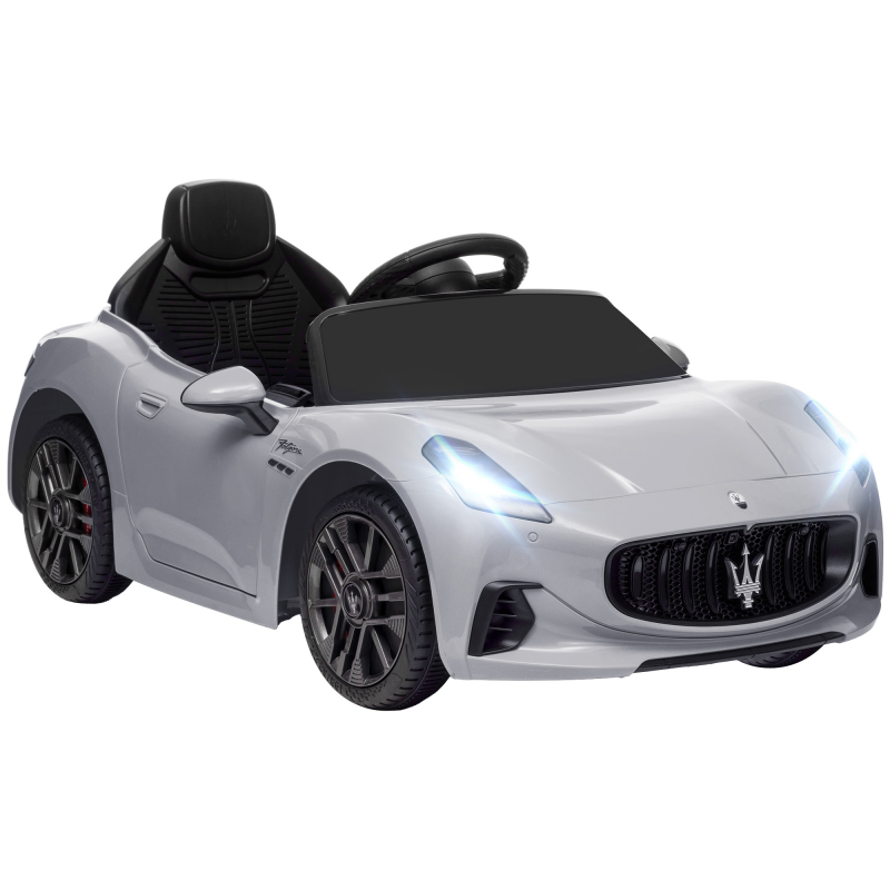AIYAPLAY Kinder Elektroauto 12V Kinderauto mit 2,4 GHz Fernbedienung, 2 Motor, Kinderfahrzeug mit Hupe, LED, Musik, Sanftstart, Elektrofahrzeug mit Hilfsrad, für 3-5 Jahre Kinder, Grau Aosom – Bild 1 von 2