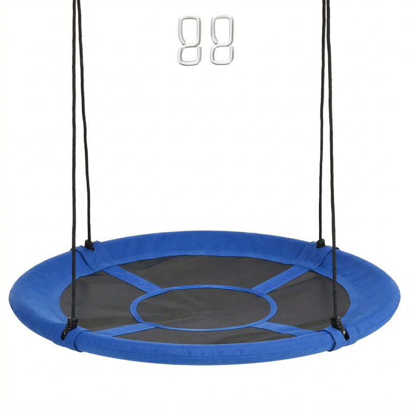Outsunny Ø110cm Nestschaukel Outdoor, bis 150 kg, Kinderschaukel verstellbar, Stahl, Blau Aosom.de – Bild 1 von 2