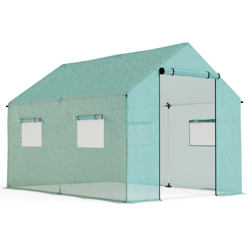 Outsunny Foliengewächshaus 2x3x2m winddicht mit Rollfenster & UV-Schutz, ideal für Tomaten, stabile Stahlkonstruktion in Grün Aosom.de – Bild 1 von 2