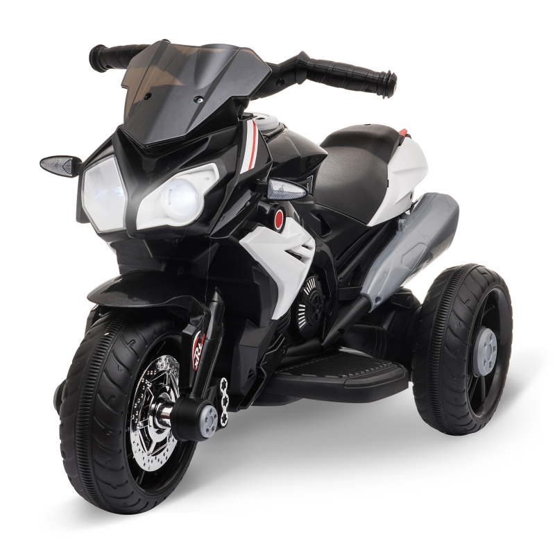 HOMCOM Elektro Kindermotorrad Elektromotorrad mit Musik, Scheinwerfer, Kinder Elektro Motorrad für Kinder von 3-5 Jahren Schwarz+Weiß Aosom – Bild 1 von 2