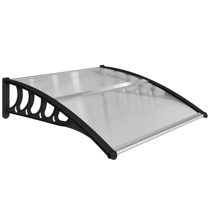 Outsunny Pultvordach Vordach Haustür 103 x 96,5 x 27 cm Überdachung mit UV Schutz, Regenschutz & Sonnenschutz für draußen, Aluminium Schwarz Aosom.de – Bild 1 von 2