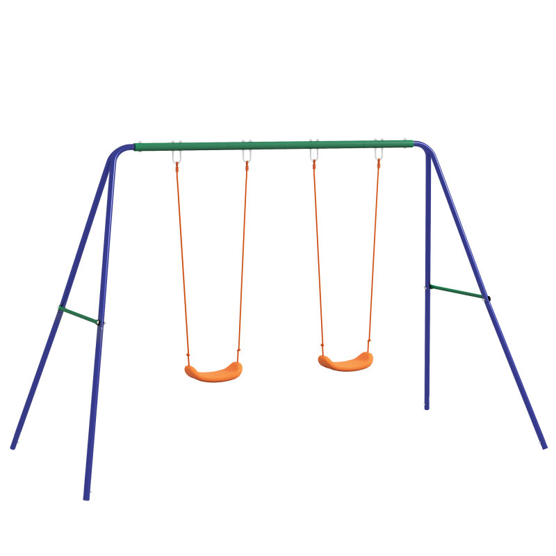 Outsunny Kinderschaukel mit Gestell, 2er Schaukel, Schaukelgestell, Gartenschaukel aus Stahl, sicher, stabil Aosom.de – Bild 1 von 2