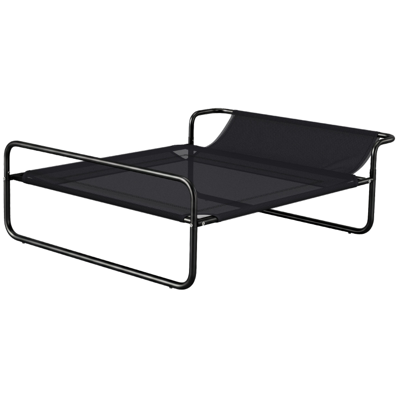 PawHut Hundeliege Outdoor, Erhöhtes Hundebett mit atmungsaktivem Mesh-Bezug, Haustierbett für kleine und mittelgroße Hunde Schwarz 91 x 69 x 29 cm Aosom – Bild 1 von 2