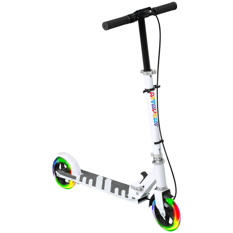 AIYAPLAY Roller Kinder Scooter mit Leuchtenden Rädern, Bremse, klappbarer Kinderroller Höhenverstellbarer Tretroller Kickscooter für Kinder Jugendliche 3-8 Jahre Cityroller bis zu 50 kg Aosom – Bild 1 von 2
