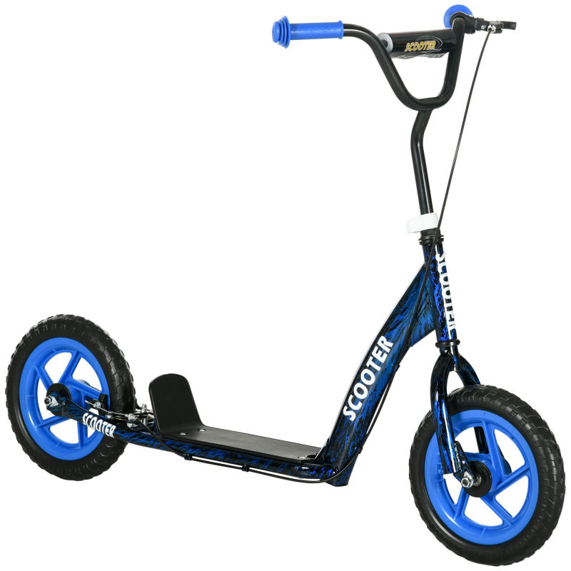 AIYAPLAY Kinderroller Scooter Tretroller mit verstellbarem Lenker, großen Rädern Handbremse Kickscooter 11,8 Zoll Cityroller für 6-12 Jahren Jungen und Mädchen Stahl Blau Aosom – Bild 1 von 2