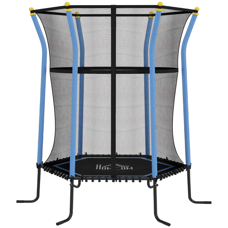 HOMCOM Kinder Trampolin Ø163,5 cm, Indoor Trampolin mit Sicherheitsnetz Randabdeckung Gummiseil, Kindertrampolin bis 50 kg, für Kinder 3-10 Jahre Blau Aosom – Bild 1 von 2
