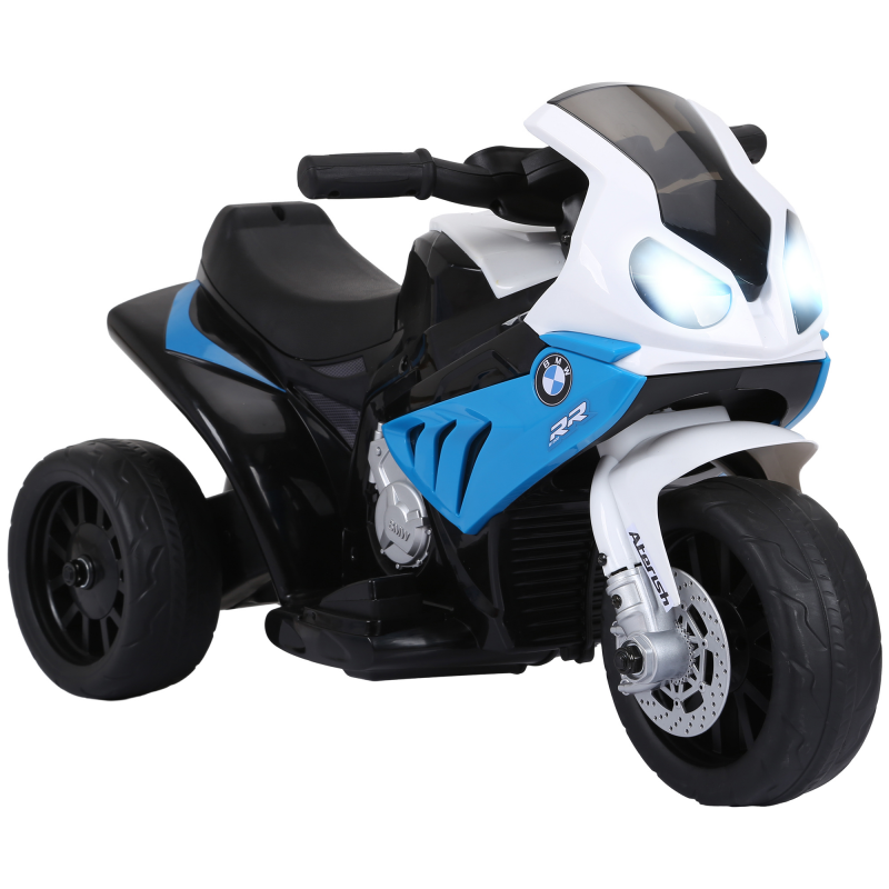 HOMCOM Elektro Motorrad Kinder BMW S1000RR 6V Elektromotorrad mit Scheinwerfer, Kindermotorrad mit Musik 2,5 km/h Motorrad für Kinder 18-36 Monaten Blau Aosom – Bild 1 von 2