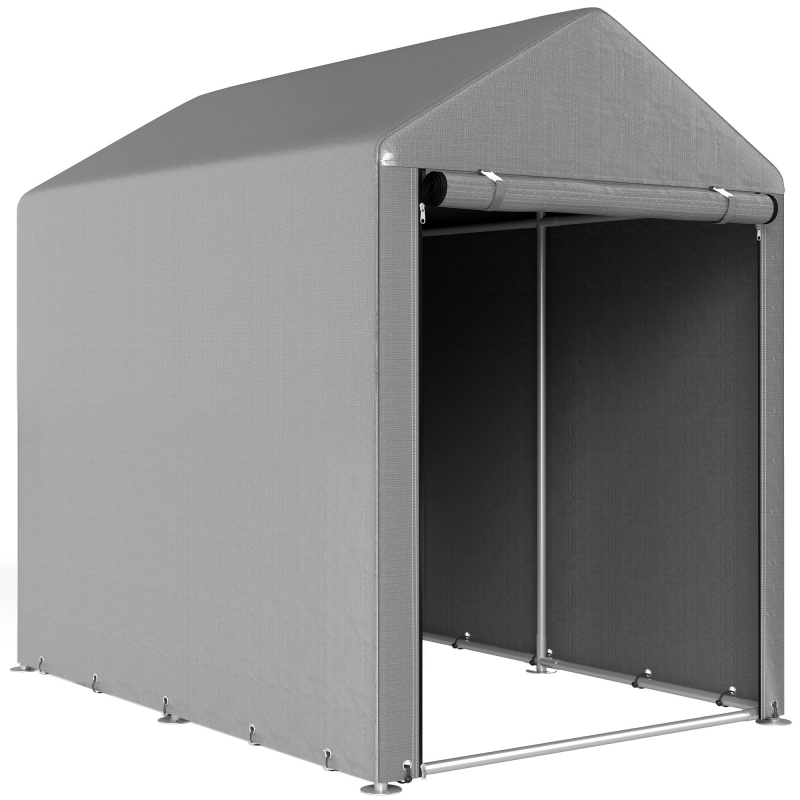 Outsunny Garagenzelt für 2 Fahrräder, wasserdicht Zeltgarage mit Tür Anti-Staub-Fahrradabdeckung, Gerätezelt, Foliengerätehaus Fahradgarage für Außenbereich Terrasse, 120x179x165cm, Hellgrau Aosom – Bild 1 von 2