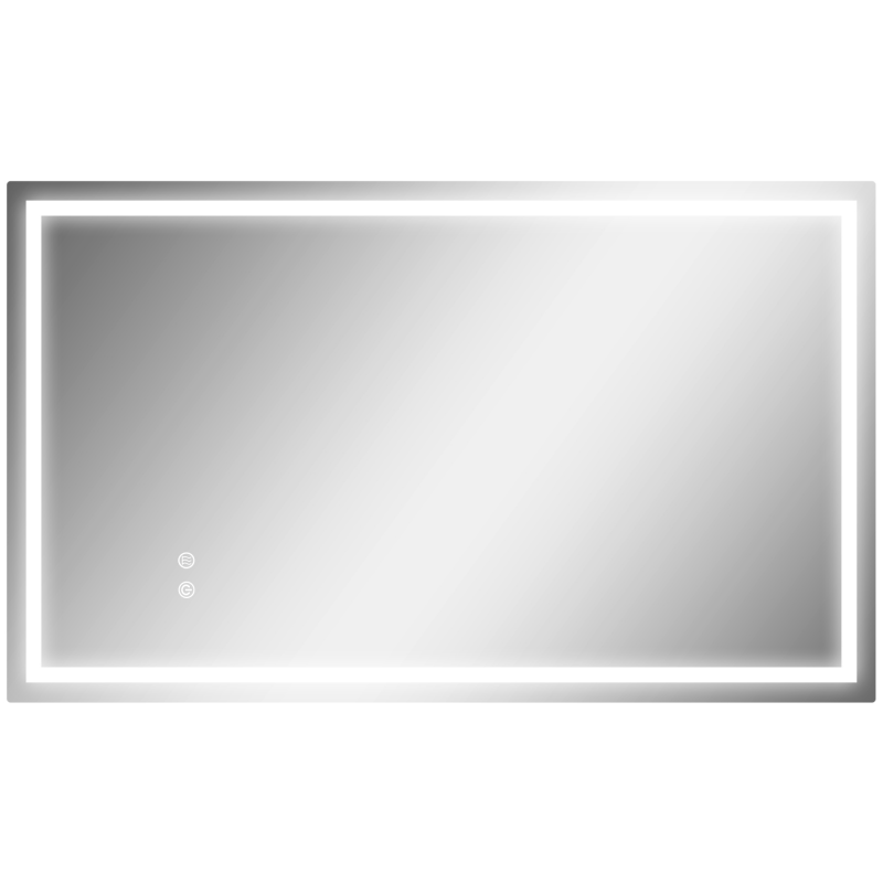 HOMCOM Badspiegel mit Beleuchtung 100x60 cm LED Spiegel mit Vor- und Hinter Beleuchtung Wandspiegel mit Touchschalter Lichtspiegel Beschlagfrei mit 3 Lichtfarben Silber Aosom – Bild 1 von 2