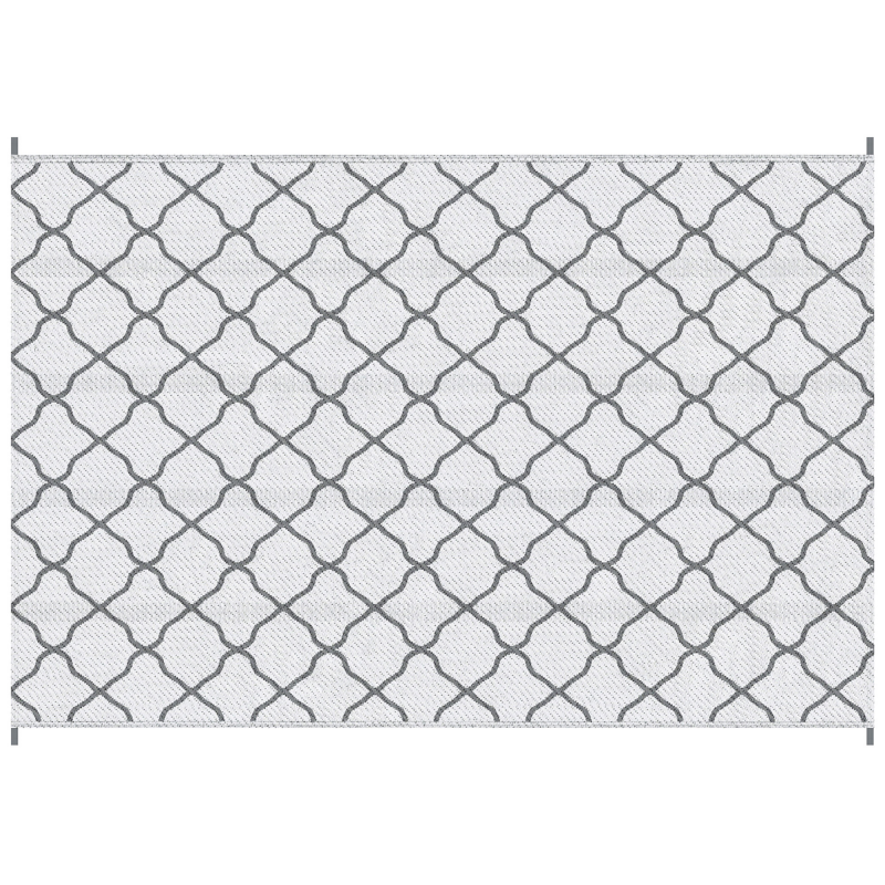 Outsunny Outdoor Teppich robuster Wetterfest Outdoorteppich Carpet mit Netzmuster Outdoor-Teppich für Wohnzimmer Balkon Garten Terrasse Bad Flur Küche 182 x 274 cm Grau Aosom – Bild 1 von 2