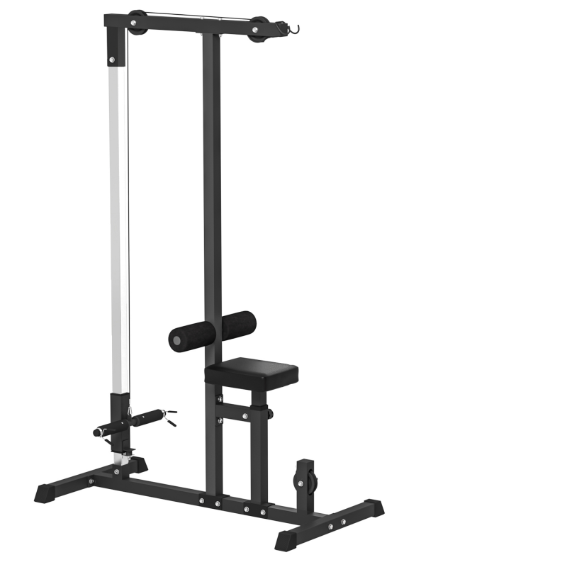 HOMCOM Kraftstation Multifunktionale Fitnessstation mit verstellbarem Sitz & Riemenscheibe, Stahl, Schwarz, 107x120x190cm Aosom – Bild 1 von 2