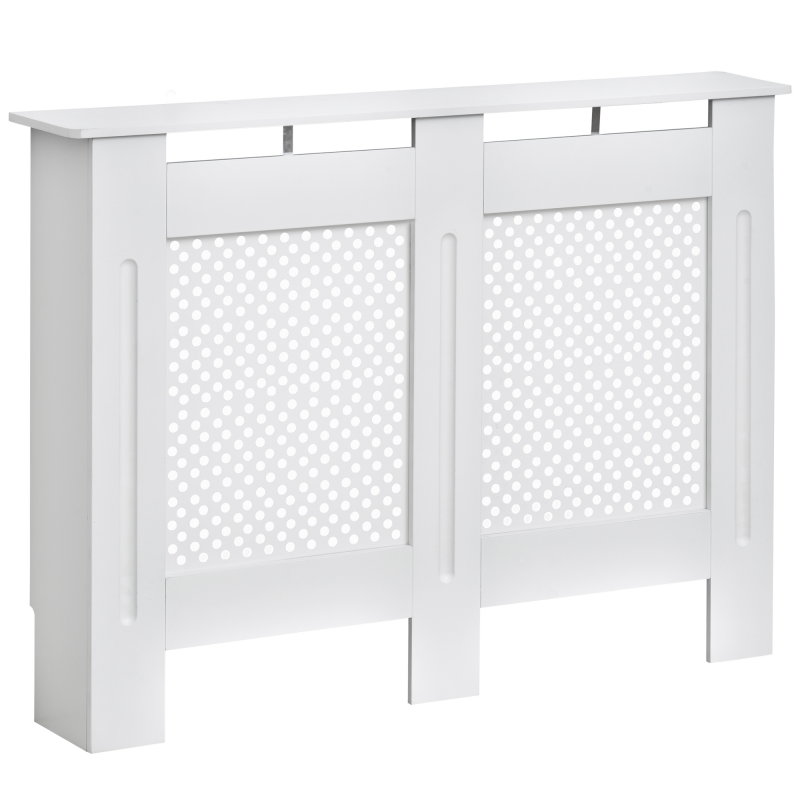 HOMCOM Heizkörperverkleidung Heizkörperabdeckung Heizungsverkleidung, MDF, Weiß, B112 x D19 x H82cm Aosom – Bild 1 von 2