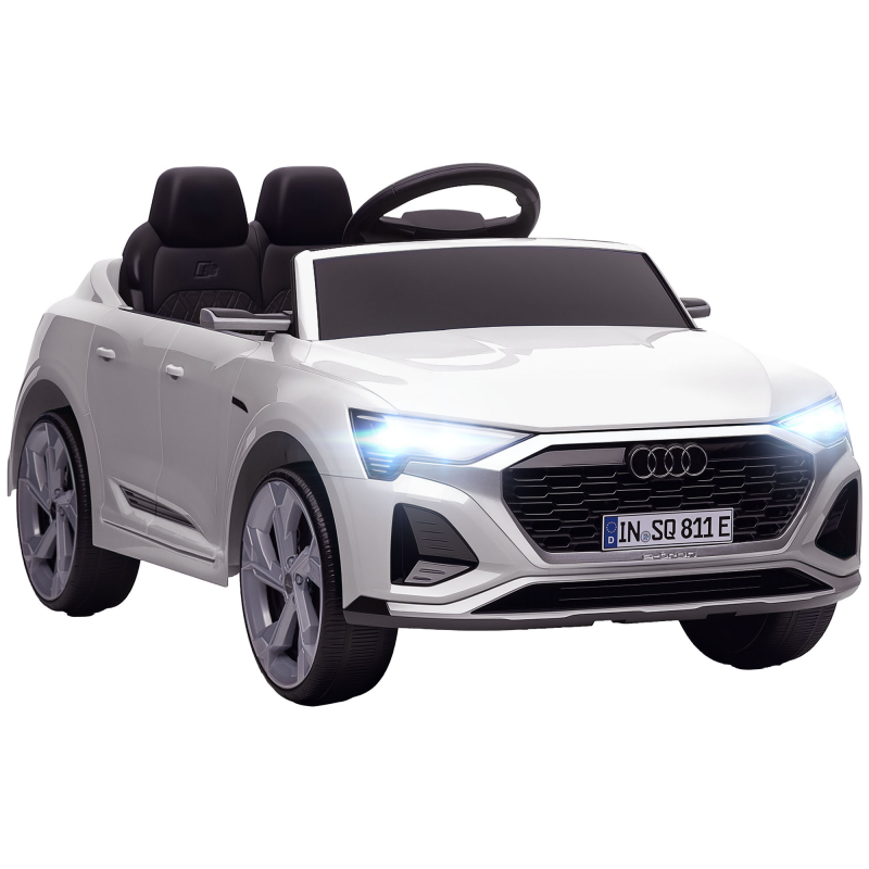 AIYAPLAY Kinder Elektroauto 12V Kinderauto mit 2,4G Fernbedienung, MP3 Musik & Hupe, Elektrofahrzeug mit Scheinwerfer, 4 gefederte Räder, 3-5 km/h, für 3-6 Jahre Kinder, Weiß Aosom – Bild 1 von 2