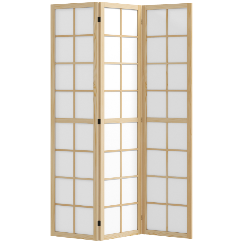 HOMCOM Paravent 3-teilig 120 x 170 cm Trennwand Raumteiler, Faltbar Raumtrenner Sichtschutz Stellwand für Wohnzimmer Natur Aosom – Bild 1 von 2