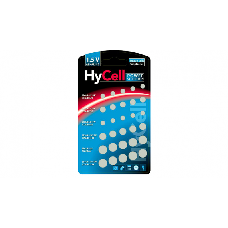 Hycell Alkaline-Knopfzellen-Set, 1,5 V, 30 Stück