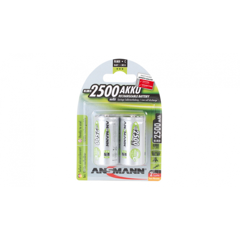 Ansmann NiMH Akku maxE, ready2use Baby C, 2500mAh, R14 2er-Pack
