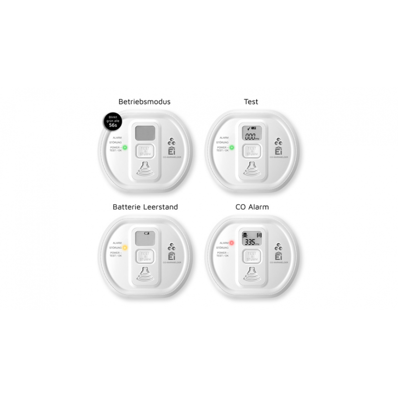 Ei Electronics Kohlenmonoxidmelder Ei208D mit Display, Stand-alone-Gerät, 10-Jahres-Batterie