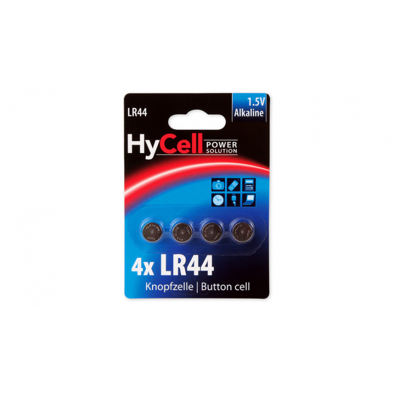 Hycell Alkaline-Knopfzelle, Typ AG-13, LR44 (4er-Pack)