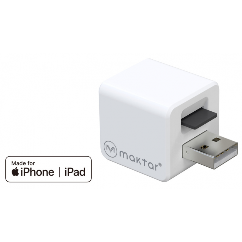 Maktar Auto-Back-up-Adapter Qubii, für iPhone/iPad, speichert Bilder/Videos/Kontakte auf microSD