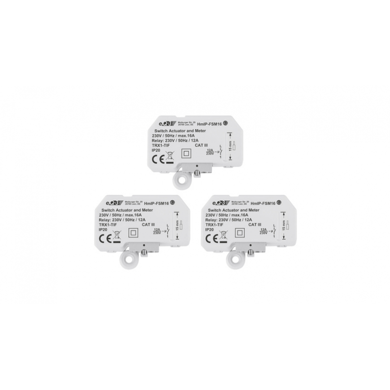 Homematic IP Smart Home 3er-Set Schalt-Mess-Aktor, 16 A, Unterputz