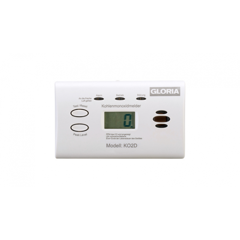 GLORIA Kohlenmonoxid-Warnmelder / CO-Melder KO2D, mit Display, Batteriebetrieb