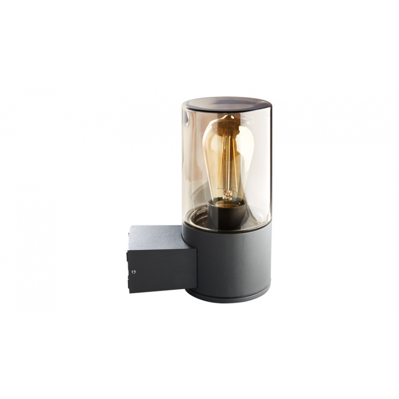 HEITRONIC Wandleuchte SANTORIN mit E27-Fassung, Aluminium, Rauchglas, IP65