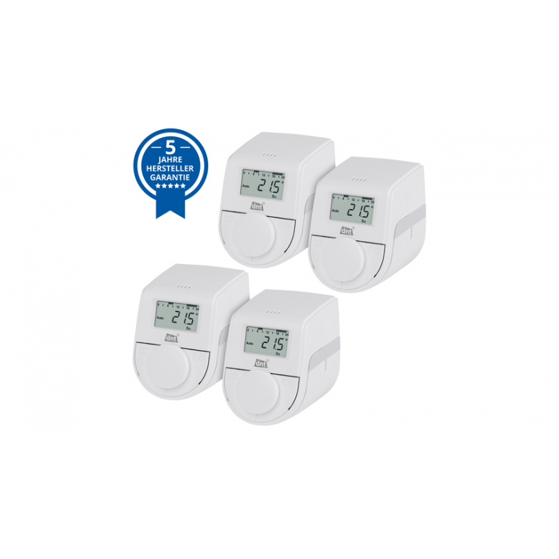 dnt 4er-Set Heizkörperthermostat ThermoTune, Stand-alone, ca. 4 Jahre Batterielaufzeit