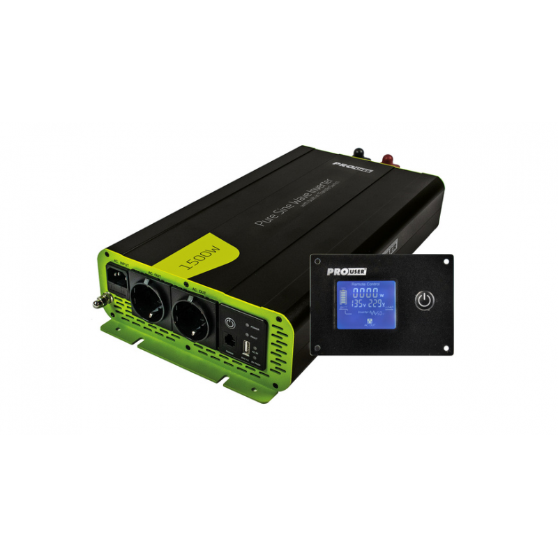 ProUser Spannungswandler PSI1500TX mit 1500 W, 12 V auf 230 V, mit Display und reiner Sinuswelle