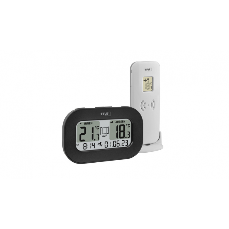 TFA Funk-Thermometer COOL@HOME, mit Uhrzeit und Datumsanzeige, Innen-/Außentemperatur