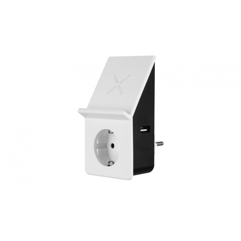 REV Ritter USB-Ladegerät mit Induktionsladefläche und Steckdose, weiß/schwarz
