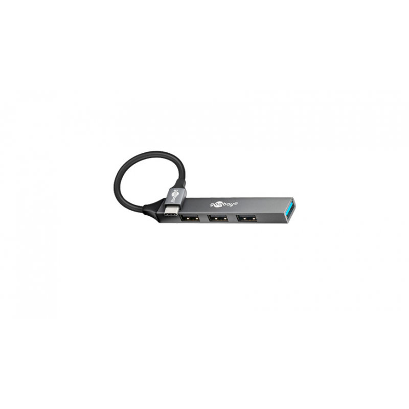Goobay Slim 4-Port USB-Hub, USB-C™ auf USB-A, 5 Gbit/s
