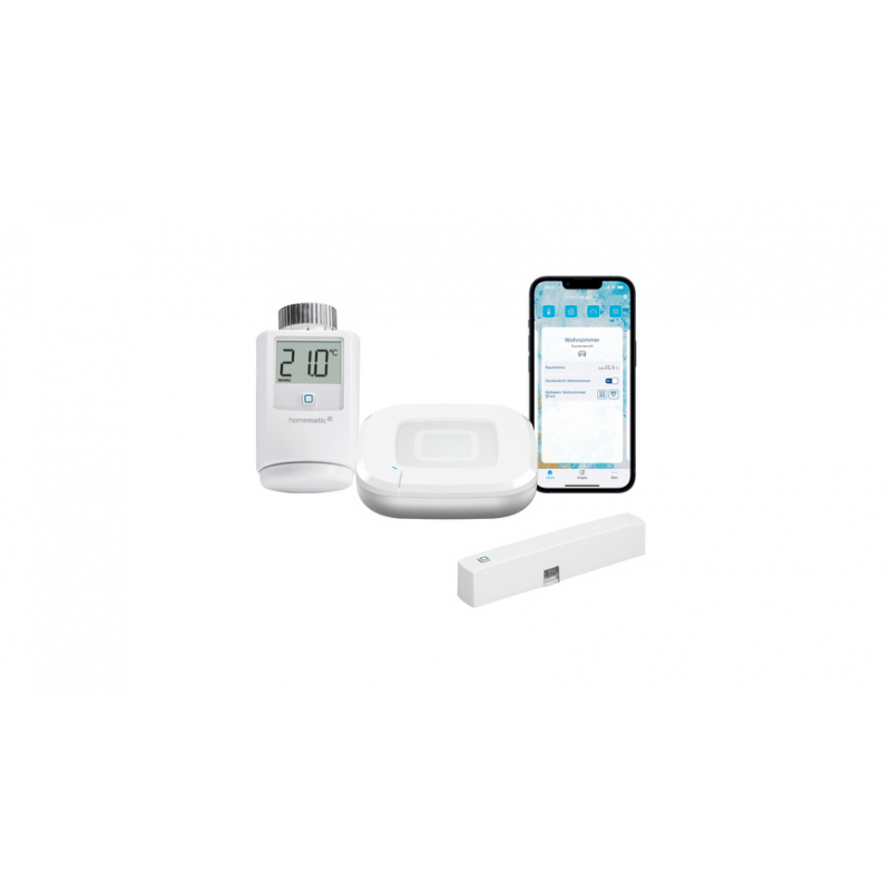Homematic IP Smart Home Set Raumklima mit Access Point 2, Heizkörperthermostat und Fenster- und Türkontakt