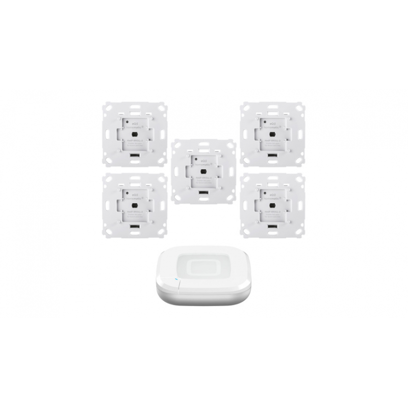 Homematic IP Smart Home Set Beschattung mit Access Point 2, 5 Rollladenaktoren für Markenschalter