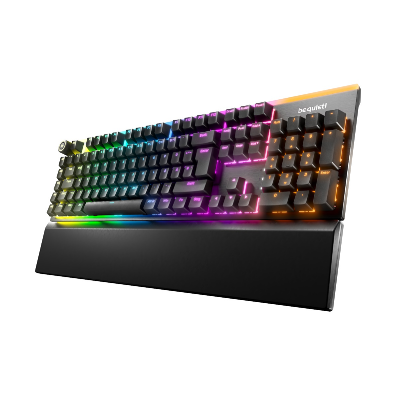 be quiet! Light Mount Silent Tactile Tastatur - Gaming Tastatur mit geschmierten Taktilen Switches, 3 Schicht-Dämmung und 3D Media Wheel