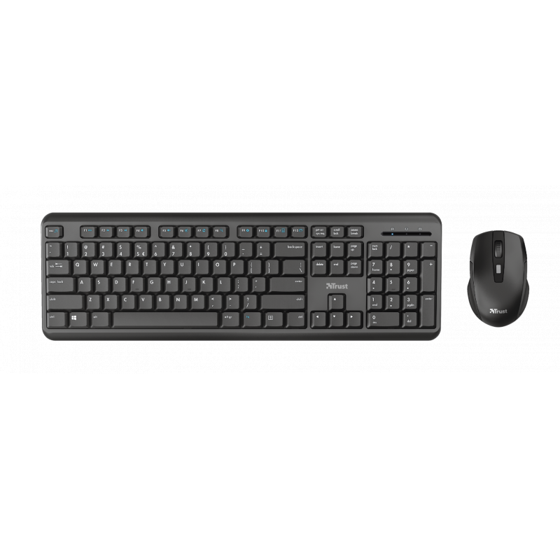 TRUST TKM-350 Tastatur und Maus Set, kabellos, Deutsches QWERTZ-Layout, Flüssigkeitsgeschützt