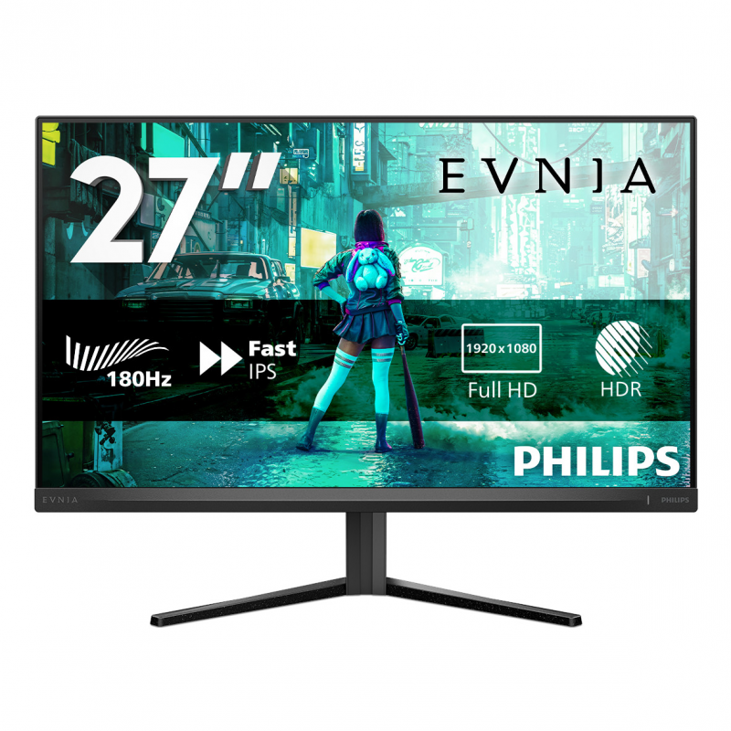 Philips Evnia 27M2N3200S 27 Zoll FHD Monitor, 180 Hz, 1 ms, FreeSync Prem., G-Sync comp., HDR10 (1920x1080, DisplayPort, HDMI) schwarz/grau